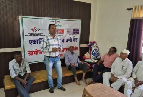 Information on HIV/AIDS awareness was provided at Gram Panchayat Arvi on behalf of ICTC Rural Hospital Narayangaon. Gram Panchayat members, Village Development Officers, and villagers were present.