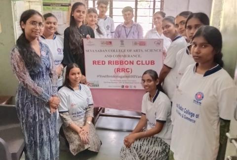 Students of the Red Ribbon Club of Seva Sadan Arts, Science and Commerce College, Ulhasnagar, actively participated in an HIV/AIDS awareness program organized in collaboration with the Central Hospital, Ulhasnagar., Students of the Red Ribbon Club of Seva Sadan Arts, Science and Commerce College, Ulhasnagar, actively participated in an HIV/AIDS awareness program organized in collaboration with the Central Hospital, Ulhasnagar.